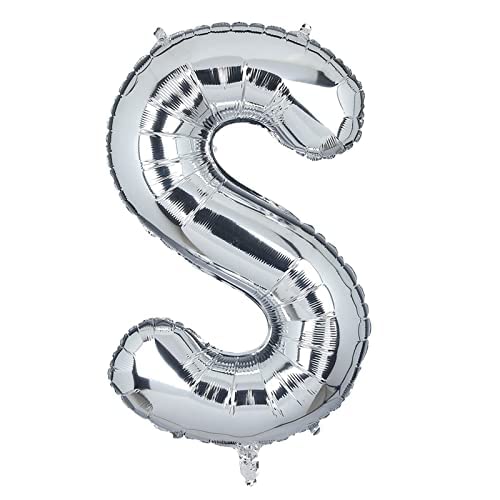 XXL Groß Buchstaben S Ballon Silber Helium Luftballons Riesen Mylar Alphabet Folienballon Jubiläum Babyparty Hochzeit Geburtstag Party Dekoration 100CM von Big Eye Owl