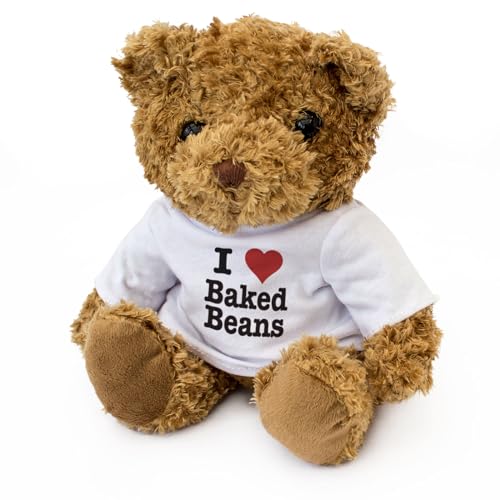 Big Red Egg Teddybär mit Aufschrift "I love baked beans", niedlich, weich, kuschelig, liebenswert von Big Red Egg