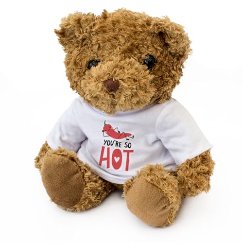 Big Red Egg Teddybär mit Aufschrift "You Are So Hot (Chili), niedlich, weich, kuschelig, liebenswert, Geschenk von Big Red Egg