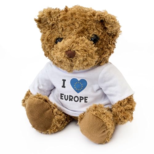 Big Red Egg Teddybär mit der Aufschrift "I Love Europa" – niedlich, weich, kuschelig, bezaubernd – Geschenk von Big Red Egg