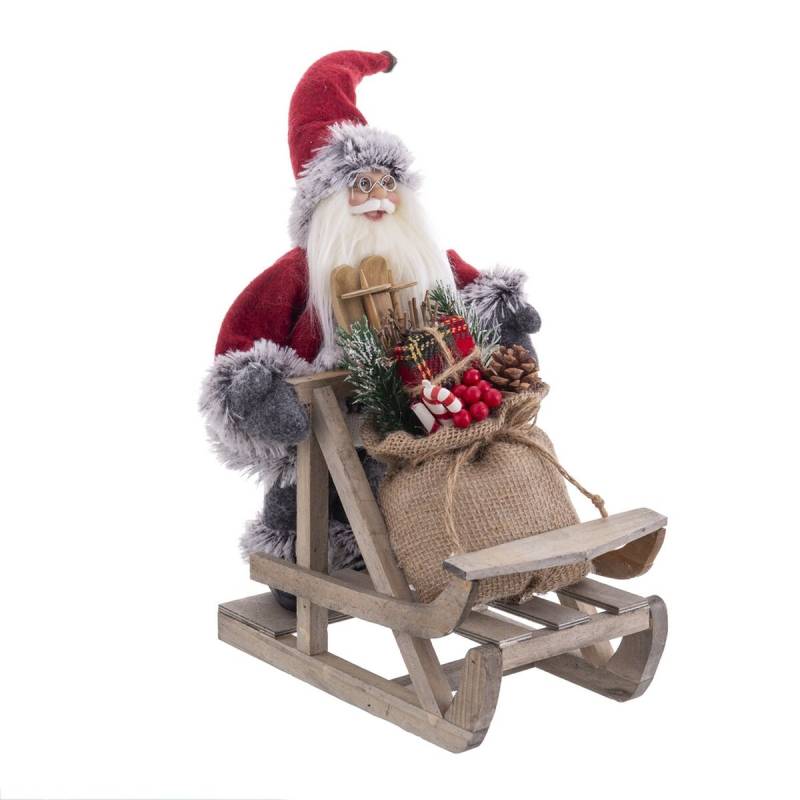 Weihnachtsschmuck Bunt Holz Kunststoff Polyesterharz Stoff Schlitten 30 cm von BigBuy Christmas