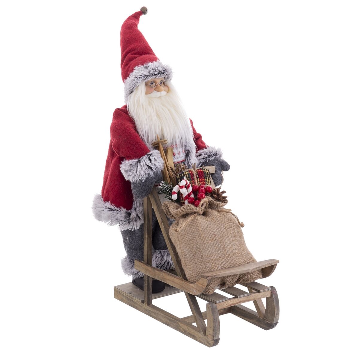 Weihnachtsschmuck Bunt Holz Kunststoff Polyesterharz Stoff Schlitten 45 cm von BigBuy Christmas