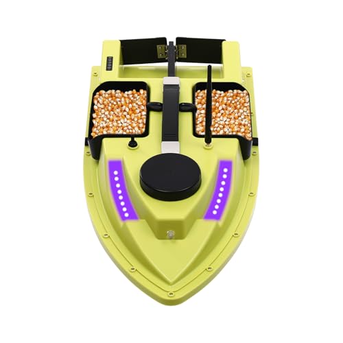 Biggittig Bootsstarter Karpfen, ferngesteuert, Köderboot mit LED-Display, Handtasche und Nachtlichter, 2 kg, Bootsstarter, für See, Fluss, Tank (grün) von Biggittig