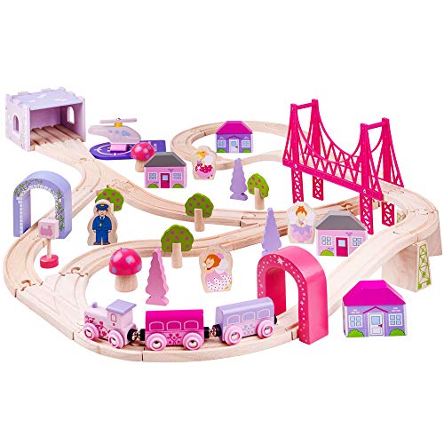 Bigjigs Rail Holzeisenbahn-Set Feenstadt – 75 Spielteile von Bigjigs Toys