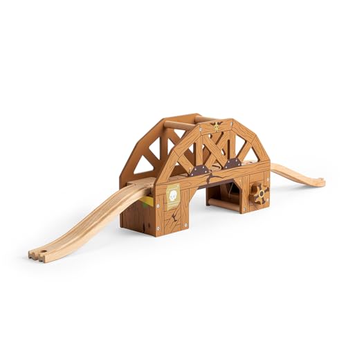 Bigjigs Rail - Rickety Bridge - Zusammenstößige hölzerne Wild West Bridge, umfasst 2 Gleisstücke, Kinderzug -Accessoires, Kleinkindgeschenke für 3 Jahre alt + von Bigjigs Rail