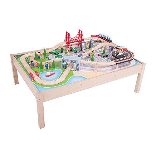 Bigjigs Rail Wooden City Train Set and Table - 59 Play Pieces von Bigjigs Rail