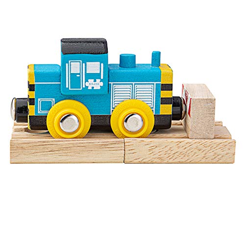 Bigjigs Rail Wooden Class 7 Diesel Shunter Locomotive with Wooden Track von Bigjigs Rail