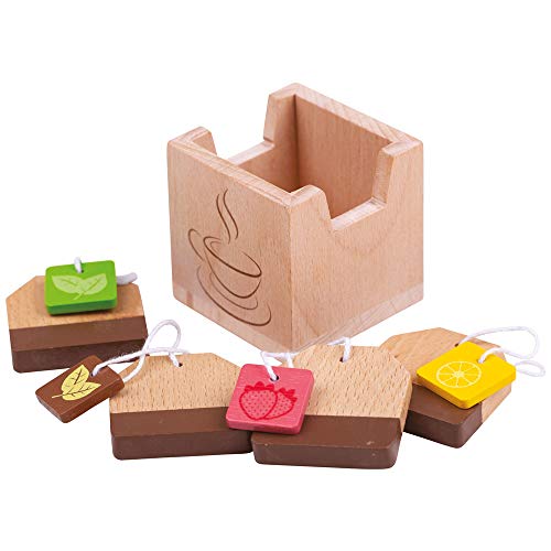 Bigjigs Spielzeug Holz Pretend Play Teebeutel - Kinderrollenspiel Essen Küchenzubehör von Bigjigs Toys