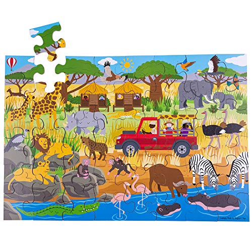 Bigjigs Spielzeug Kinderholz African Adventure Boden Puzzle (48 Stück) von Bigjigs Toys