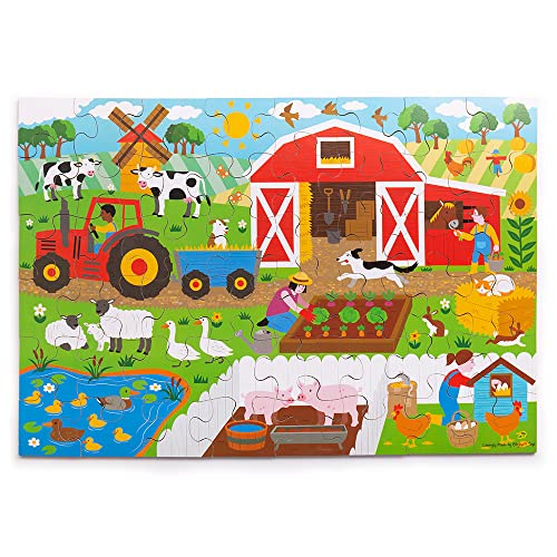 Bigjigs Spielzeug für Kinder Holz Farm Boden Puzzle (48 Stück) von Bigjigs Toys