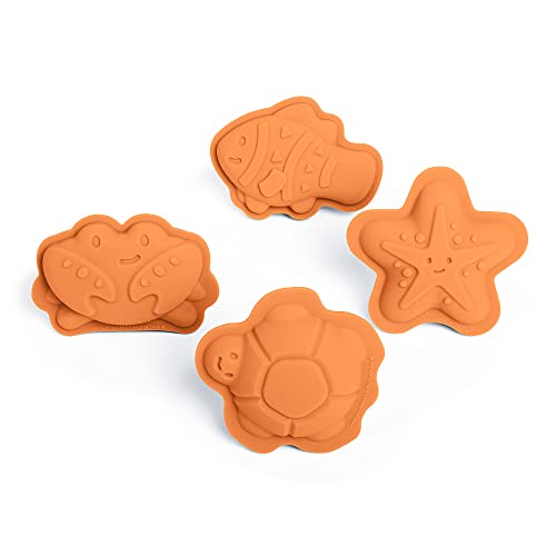 Bigjigs Toys - Apricot Orange Silicon Sandformen - 4 Pack -Silikon -Strandspielzeug, umweltfreundliches Strandspielzeug, nachhaltiges Sand- und Wasserspielzeug, Sandspielzeug für Kleinkinder im Alter von Bigjigs Toys