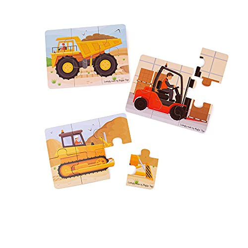 Bigjigs Toys Baufahrzeuge (6-teilige Puzzles) - 3 Puzzles von Bigjigs Toys