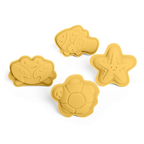 Bigjigs Toys - Honey Yellow Silicon Sandformen - 4 Pack -Silikon -Strandspielzeug, umweltfreundliches Strandspielzeug, nachhaltiges Sand- und Wasserspielzeug, Sandspielzeug für Kleinkinder im Alter von Bigjigs Toys