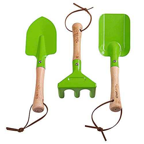 Bigjigs Toys Kids Gardening Tools Set - 3pc Metal Garden Tools Toy Set with Hand Fork, Trowel and Rake, Quality Gardening Set with Wooden Handles von Bigjigs Toys