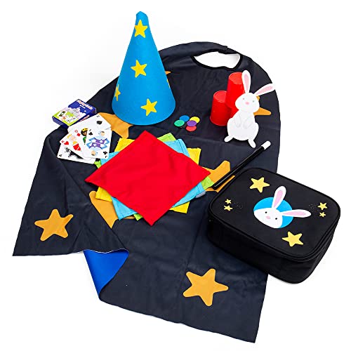 Bigjigs Toys - Magic Kit - 12 -teiliges Kinder Magic Set mit Star Cape, Magic Zauberstab, Top -Hut, Kaninchen- und Zaubertricks für Kinder, Zauberer Dress -up -Set, Trep Play Gift für 3+ von Bigjigs Toys