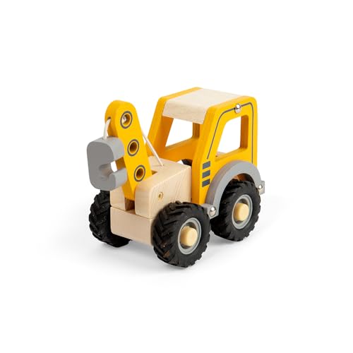 Bigjigs Toys - Mini Crane Truck - Kinderkrane, Holzbauspielzeug, Kleinkindspielfahrzeug, Sandpit -Playsets, Geschenke für Kleinkinder, nachhaltig gemacht, 12 Jahre alt von Bigjigs Toys