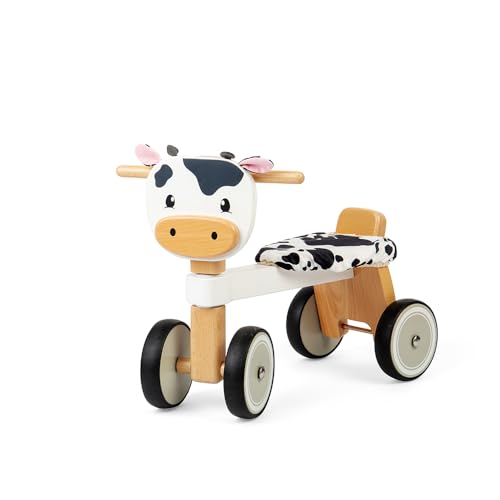 Bigjigs Toys - Ride on Cow - Mein erstes Kleinkindbalchenbike, Holzbaby -Trike, Kindertierfahrzeuge, entwickelt grobe motorische Fähigkeiten, Geschenke für Kleinkinder, 18 Monate alt + von Bigjigs Toys