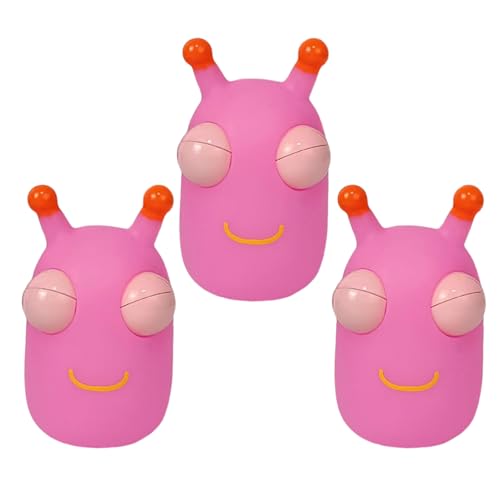 Squeeze Spielzeug 3 Stück, Lustig Anti Stress Spielzeug, Squeeze Ball Popping Out Eyes Squeeze Toys für Erwachsene und Kinder, Mitbringsel Kindergeburtstag gastgeschenke (Pink) von Bigougem