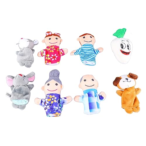 8pcs Cartoon Animal Finger Puppe Hand Finger Plüsch Spielzeug Weiche Strukturierte Atmungsaktive Storytelling -Abenteuer Setzen Sie Bildungspuppen für mit PP -Tasche von Biitfuu