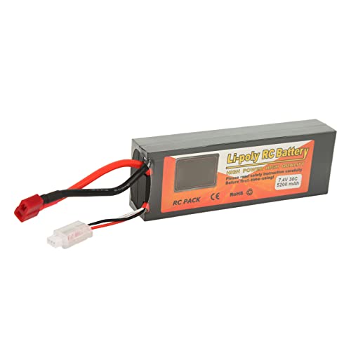 Biitfuu 30C RC Lithium-Polymer-Akku, 7,4 V 5200 MAh RC Lipo Akku 30C Hartschalenkoffer Kompatibel mit LKW-Fahrzeugen Auto-Rennmodellen von Biitfuu