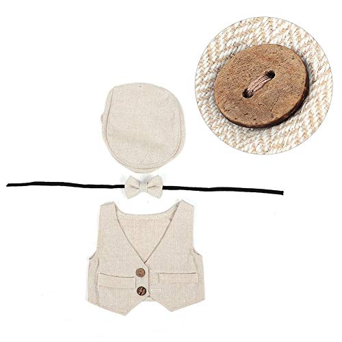 Biitfuu Neugeborenes Baby Fotografie Props Bowtie gestrickt Kostüm Kleinkinder Fotografie Requisiten mit Gentleman Flat Cap von Biitfuu