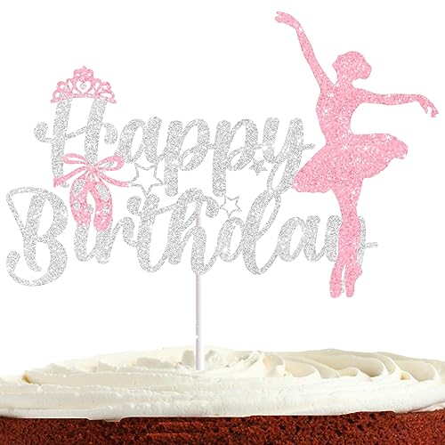 Ballerina Cake Topper für Mädchen Frauen Sie Ballett Geburtstag Thema Party Dekorationen Tanzparty Supplies Rosa Glitzer Ballett Kuchen Dekorationen von Bijeoda