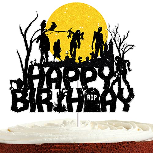 Zombie Happy Birthday Tortenaufsatz für Mann Frau Halloween Walk Dead Body Party Supplies Horror Geburtstag Kuchen Dekorationen von Bijeoda