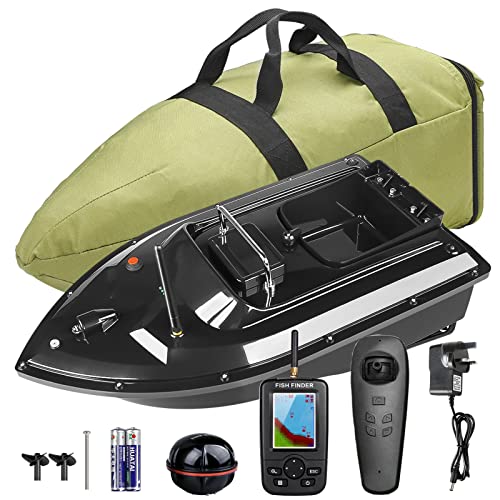 Bilbear Fischköderboot RC Boot Köderboot Fernbedienung Futterboot Fischfinder mit Sonarsensor Karpfenangeln Angler Geschenke für Männer (schwarzes Boot mit fischfinder) von Bilbear