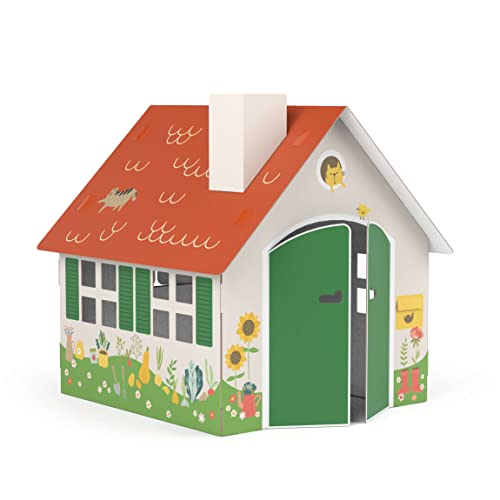 FOLDZILLA Spielhaus XXL 1,2 x 1,15 x 1,13 m aus Pappe Pappspielhaus Karton Haus - Spielhaus Gartenhaus von FOLDZILLA