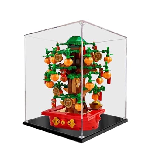 BilliColors Acryl-Vitrine für Lego 40648, anwendbar für Geldbaum-Design-Displaybox, Geschenk (nur Vitrine) (schwarze Unterseite 2) von BilliColors