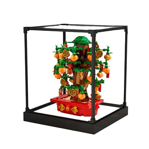 BilliColors Acryl-Vitrine für Lego 40648, anwendbar für Geldbaum-Design-Schaukasten, Geschenk (nur Vitrine) (schwarze Unterseite + Rand aus Metalllegierung) von BilliColors