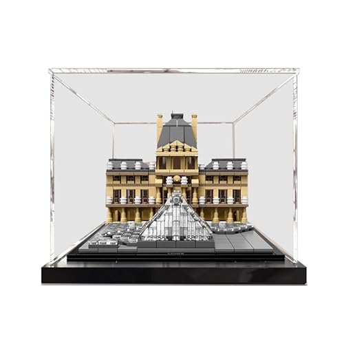 BilliColors Acryl-Vitrine für Lego Architecture 21024, anwendbar für Louvre entworfene Displaybox, Geschenk (nur Vitrine) (schwarze Unterseite) von BilliColors