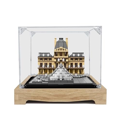 BilliColors Acryl-Vitrine für Lego Architecture 21024, anwendbar für Louvre entworfene Schaukasten, Geschenk (nur Vitrine) (Holzboden 1) von BilliColors