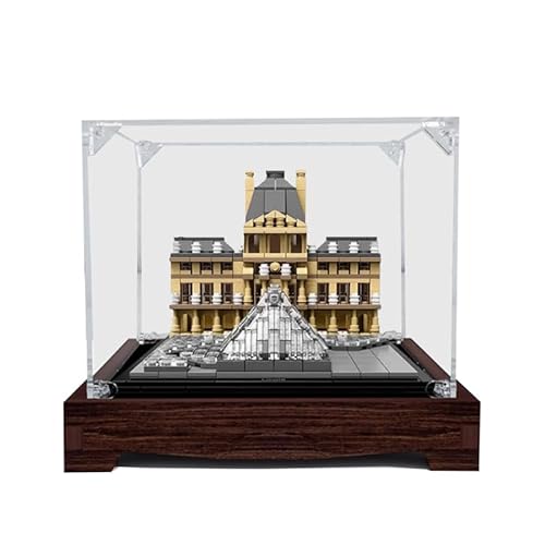 BilliColors Acryl-Vitrine für Lego Architecture 21024, anwendbar für Louvre entworfene Schaukasten, Geschenk (nur Vitrine) (Nussbaumboden) von BilliColors