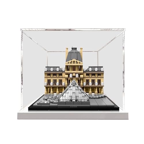 BilliColors Acryl-Vitrine für Lego Architecture 21024, anwendbar für Louvre entworfene Schaukasten, Geschenk (nur Vitrine) (weiße Unterseite) von BilliColors