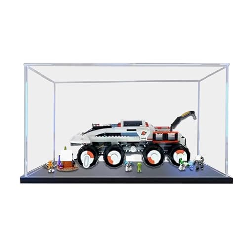 BilliColors Acryl-Vitrine für Lego City 60432, anwendbar für Command Rover und Kranlader, Weltraum-Design-Displaybox, Geschenk (nur Vitrine) (schwarzer Boden 1) von BilliColors