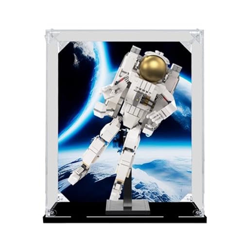 BilliColors Acryl-Vitrine für Lego Creator 3-in-1 31152, anwendbar für Weltraum-Astronauten-Displaybox, Geschenk (nur Vitrine) (schwarze Unterseite + Hintergrund) von BilliColors