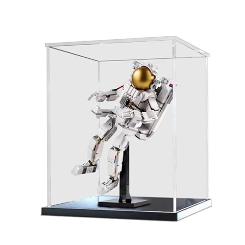 BilliColors Acryl-Vitrine für Lego Creator 3-in-1 31152, anwendbar für Weltraum-Astronauten-Displaybox, Geschenk (nur Vitrine) (schwarzer Boden 2) von BilliColors