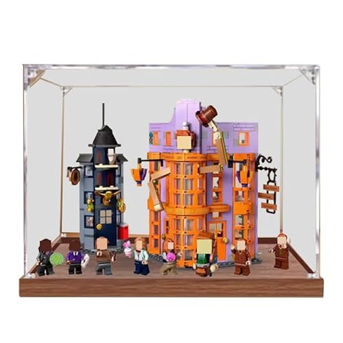 BilliColors Acryl-Vitrine für Lego HP 76422, anwendbar für Le Chemin de Traverse: Weasley, Farces pour entworfene Displaybox, Geschenk (nur Vitrine) (Holzboden) von BilliColors