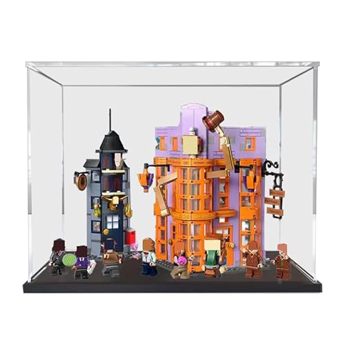 BilliColors Acryl-Vitrine für Lego HP 76422, anwendbar für Le Chemin de Traverse: Weasley, Farces pour entworfene Displaybox, Geschenk (nur Vitrine) (schwarze Unterseite) von BilliColors