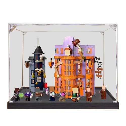 BilliColors Acryl-Vitrine für Lego HP 76422, anwendbar für Le Chemin de Traverse: Weasley, Farces pour entworfene Displaybox, Geschenk (nur Vitrine) (schwarzer Boden 2) von BilliColors