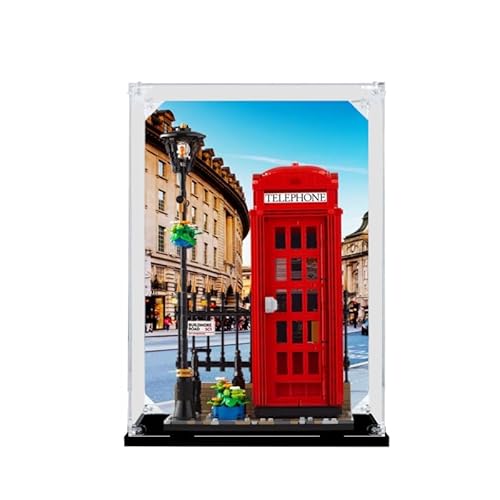 BilliColors Acryl-Vitrine für Lego Ideas 21347, anwendbar für rote Londoner Telefonzelle und Displaybox, Geschenk (nur Vitrine) (schwarze Unterseite + Hintergrund) von BilliColors