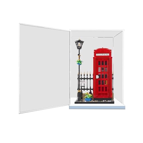 BilliColors Acryl-Vitrine für Lego Ideas 21347, anwendbar für rote Londoner Telefonzelle und Displaybox, Geschenk (nur Vitrine) (weiße Unterseite) von BilliColors