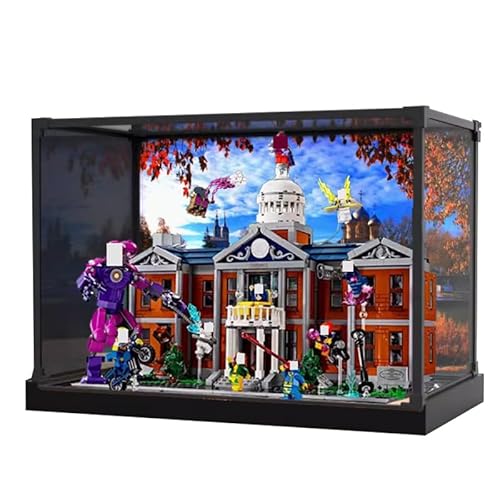 BilliColors Acryl-Vitrine für Lego Marve 76294, anwendbar für X-Men Academy X Mansion entworfene Displaybox, Geschenk (nur Vitrine) (Hintergrund + Rand aus Metalllegierung) von BilliColors