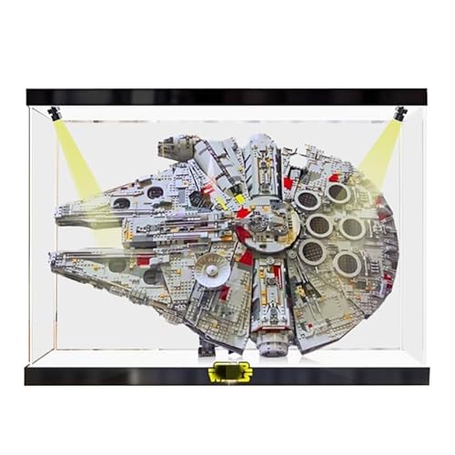 BilliColors Acryl-Vitrine für Lego SW 75192, anwendbar für Millennium Falcon entworfene Displaybox, Geschenk (nur Vitrine) (hoch unten + oberes Licht) von BilliColors