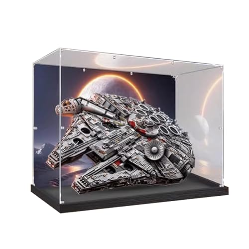 BilliColors Acryl-Vitrine für Lego SW 75192, anwendbar für Millennium Falcon entworfene Displaybox, Geschenk (nur Vitrine) (schwarze Unterseite + Hintergrund) von BilliColors