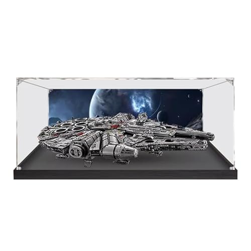 BilliColors Acryl-Vitrine für Lego SW 75192, anwendbar für Millennium Falcon entworfene Displaybox, Geschenk (nur Vitrine) (schwarze Unterseite + Hintergrund2) von BilliColors