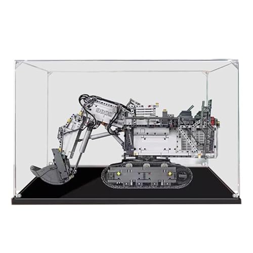 BilliColors Acryl-Vitrine für Lego Technic 42100, anwendbar für die Steuerung Liebherr R 9800 RC Bagger, entworfene Displaybox, Geschenk (nur Vitrine) (schwarze Unterseite) von BilliColors