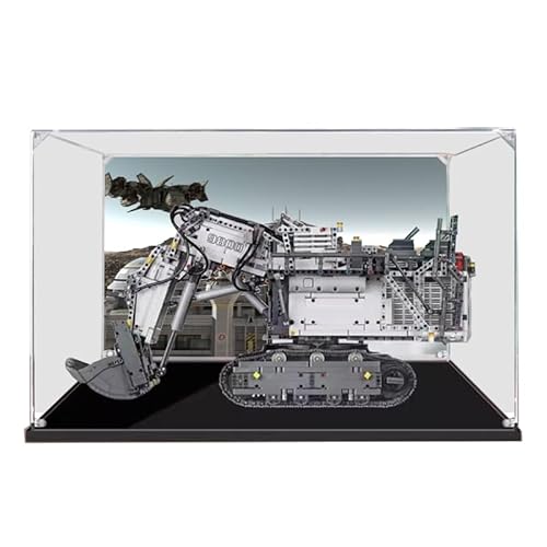 BilliColors Acryl-Vitrine für Lego Technic 42100, anwendbar für die Steuerung Liebherr R 9800 RC Bagger, entworfene Displaybox, Geschenk (nur Vitrine) (schwarzer Boden + Hintergrund 2) von BilliColors