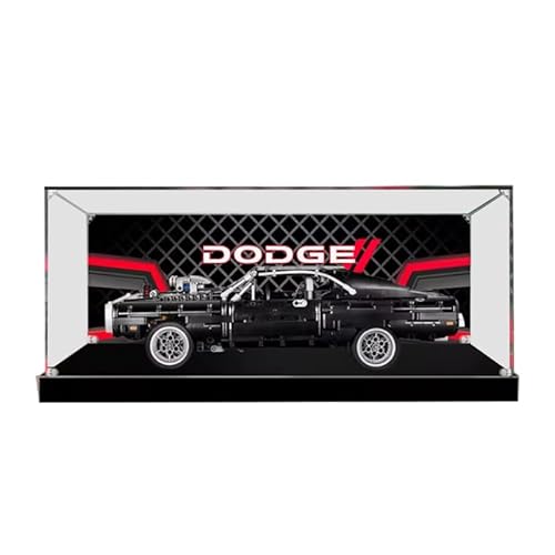 BilliColors Acryl-Vitrine für Lego Technic 42111, anwendbar für La Dodge Charger de Dom entworfene Displaybox, Geschenk (nur Vitrine) (schwarze Unterseite + Hintergrund 1) von BilliColors